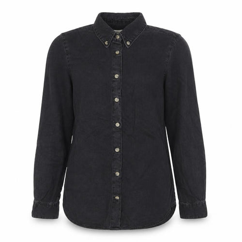 ASOS Women Black Denim Button-Up Shirt UK 8 Long Sleeve Collared
