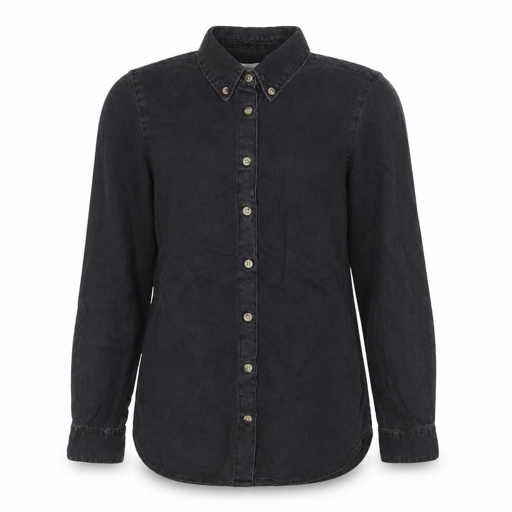 ASOS Women Black Denim Button-Up Shirt UK 8 Long Sleeve Collared
