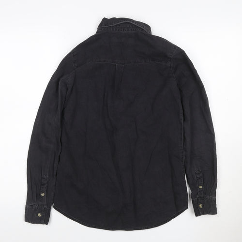 ASOS Women Black Denim Button-Up Shirt UK 8 Long Sleeve Collared