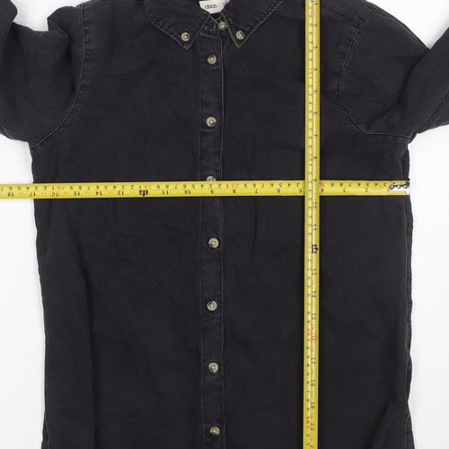 ASOS Women Black Denim Button-Up Shirt UK 8 Long Sleeve Collared