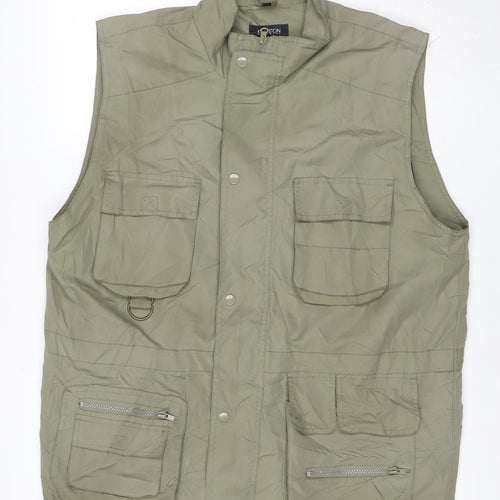 Kingston Menswear Men’s Green L Military Utility Waistcoat Pockets