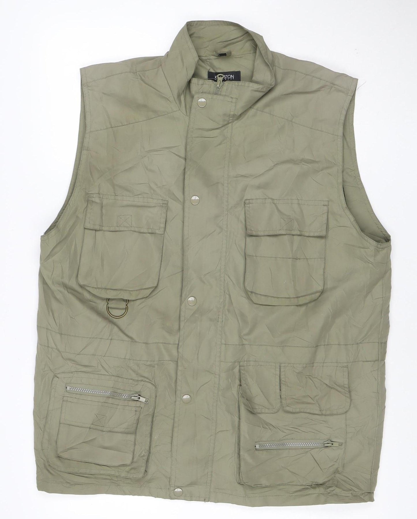 Kingston Menswear Men’s Green L Military Utility Waistcoat Pockets