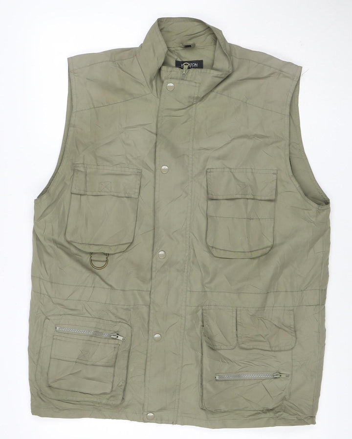 Kingston Menswear Men’s Green L Military Utility Waistcoat Pockets