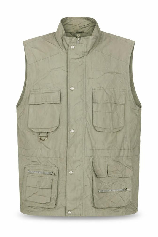 Kingston Menswear Men’s Green L Military Utility Waistcoat Pockets