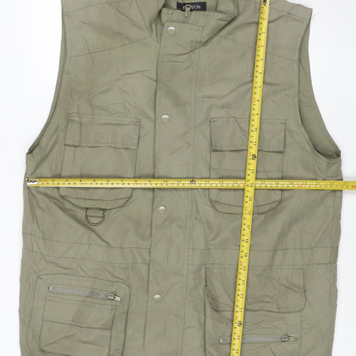 Kingston Menswear Men’s Green L Military Utility Waistcoat Pockets