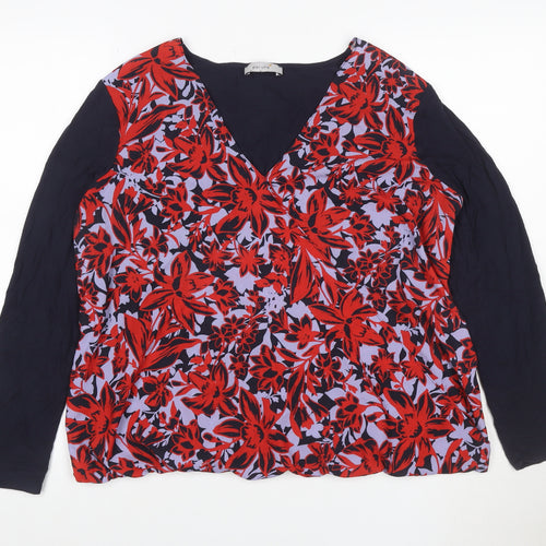 Marks and Spencer Women Multicoloured UK 16 Floral Wrap Blouse Long Sleeve