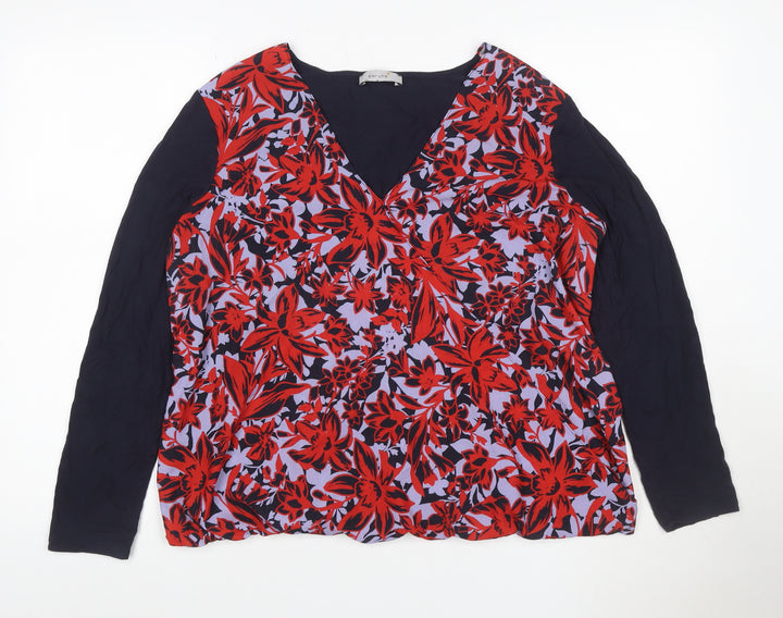 Marks and Spencer Women Multicoloured UK 16 Floral Wrap Blouse Long Sleeve