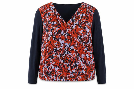 Front view of Marks & Spencer Women Multicoloured UK 16 Floral Wrap Blouse Long Sleeve