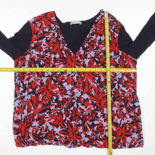 Marks and Spencer Women Multicoloured UK 16 Floral Wrap Blouse Long Sleeve
