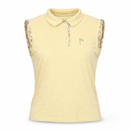 Green Lamb Women Yellow L Sleeveless Polo Top Plaid Trim