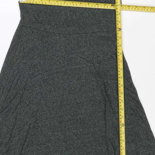 Zara Women Grey Marl S Knit Jumper Dress V-Neck Long Sleeve Tie