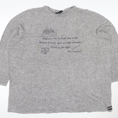 Harry Potter Women’s Grey Size 20 Hogwarts Quote 3/4 Sleeve Knit Top