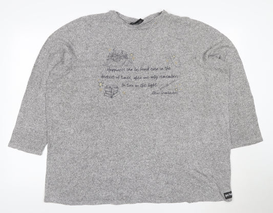 Harry Potter Women’s Grey Size 20 Hogwarts Quote 3/4 Sleeve Knit Top