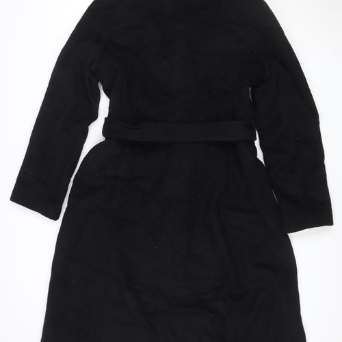 Warehouse Women Black UK 14 Wool Cashmere Belted Double Breasted Coat