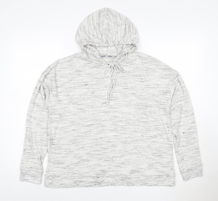 BODY Women Grey Size 14 Marl Hoodie Drawstring Pockets