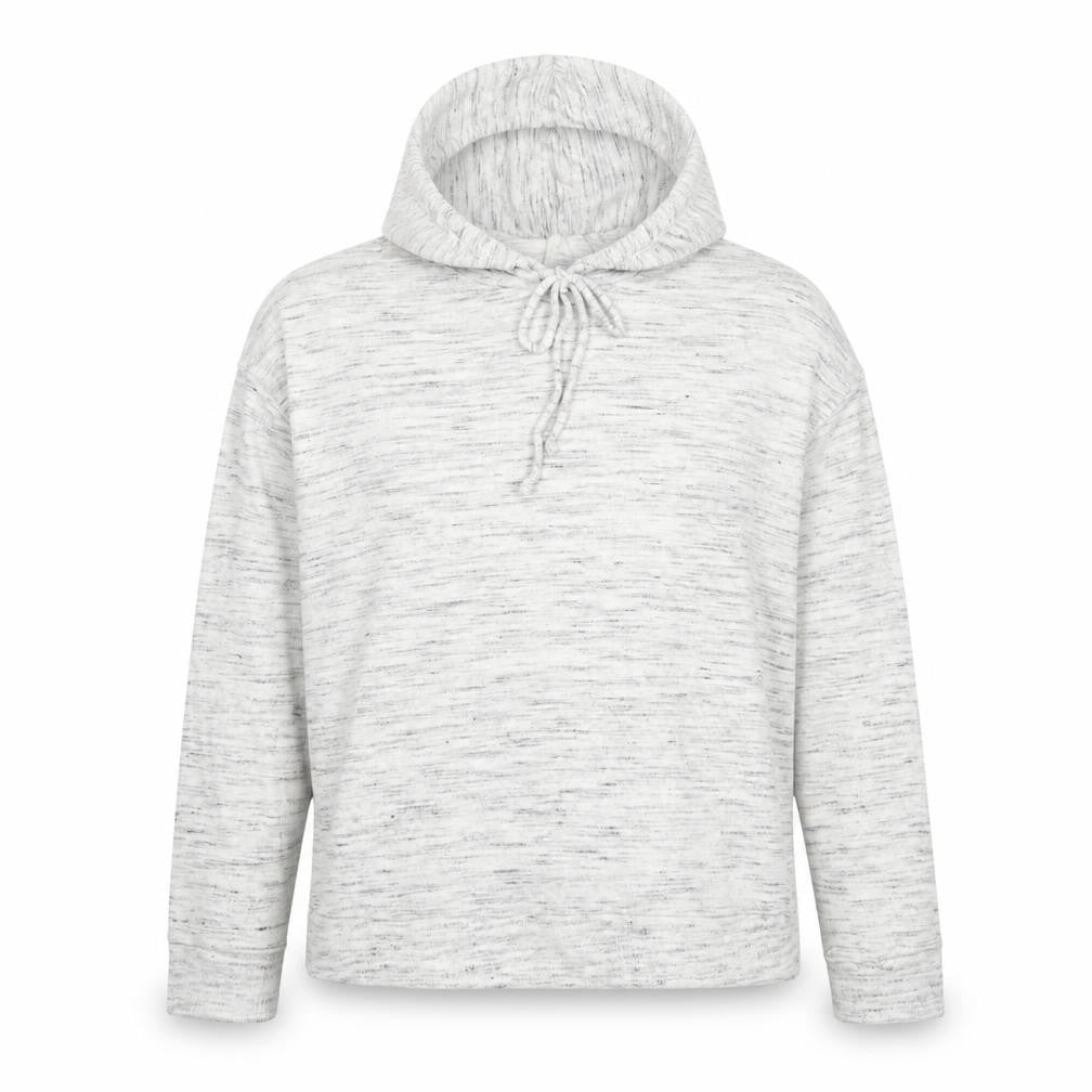 Front view of BODY Women Grey, size 14, Marl Hoodie Drawstring Pockets