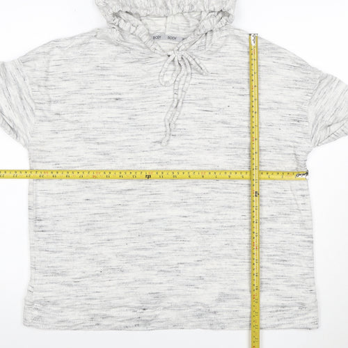 BODY Women Grey Size 14 Marl Hoodie Drawstring Pockets