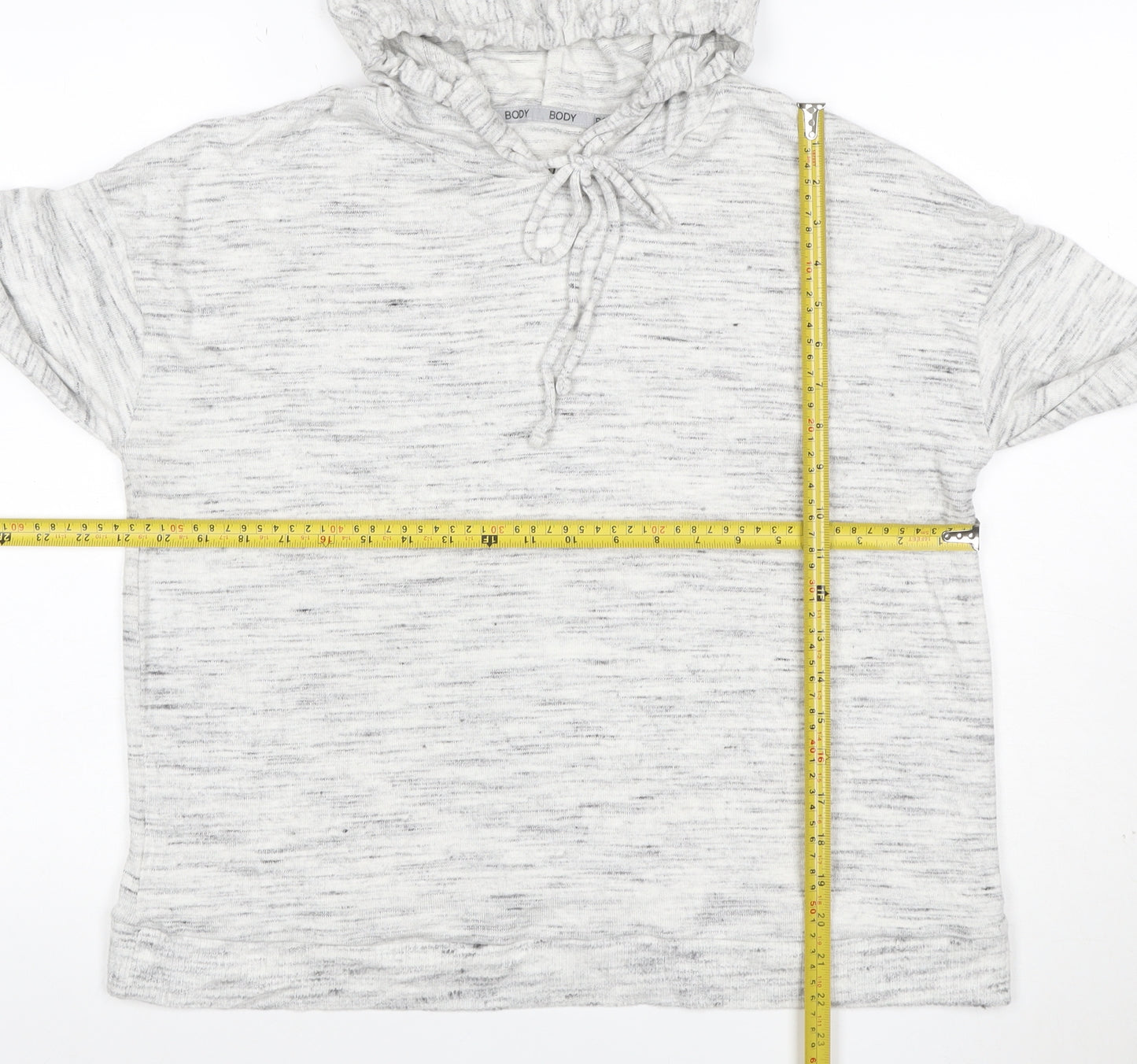 BODY Women Grey Size 14 Marl Hoodie Drawstring Pockets