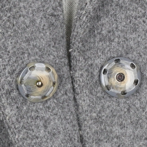 Topshop Women Grey UK 10 Long Wool Blend Overcoat Snap Front Pockets