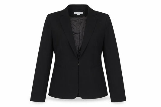 Front view of H&M Women’s Black UK 14 Slim Fit Lined Single Button Blazer