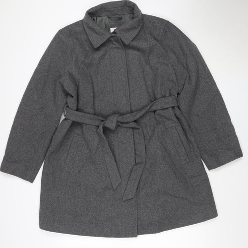 Gap Women’s Grey Wool Blend Belted Overcoat XL Lined