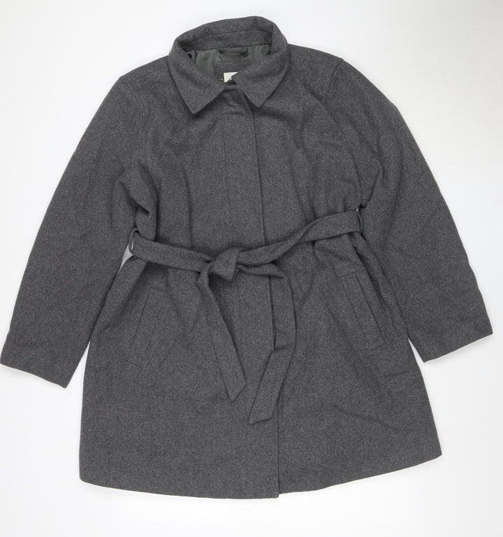 Gap Women’s Grey Wool Blend Belted Overcoat XL Lined