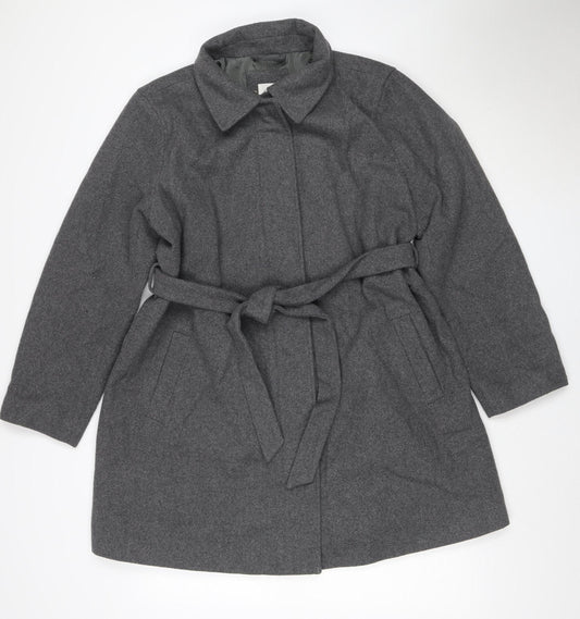 Gap Women’s Grey Wool Blend Belted Overcoat XL Lined
