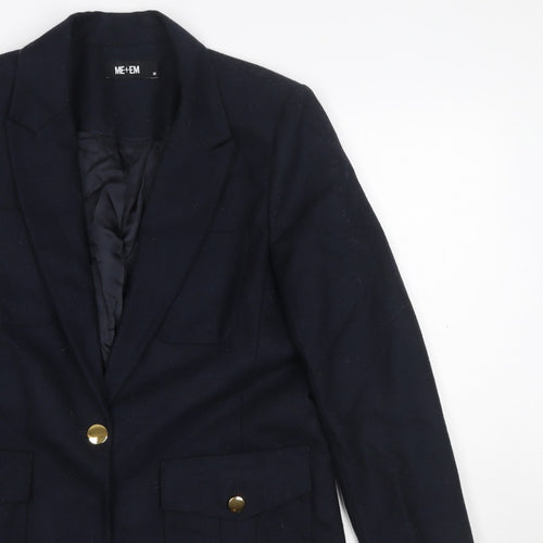 ME+EM Women’s Navy Size 10 Tailored Single-Breasted Blazer Gold Buttons