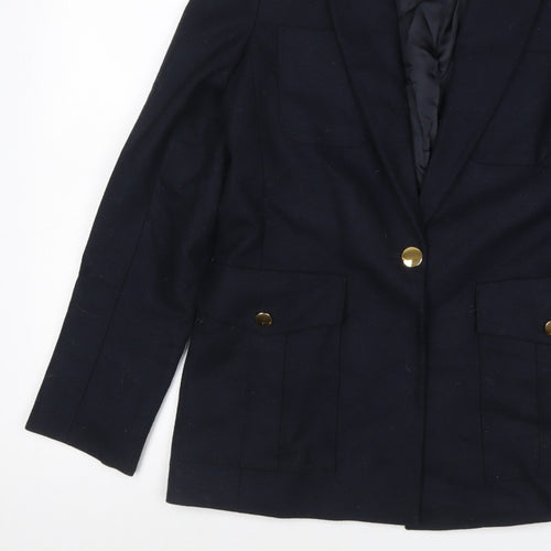 ME+EM Women’s Navy Size 10 Tailored Single-Breasted Blazer Gold Buttons