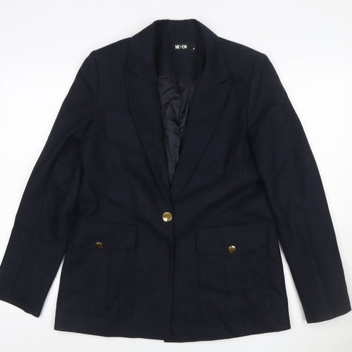 ME+EM Women’s Navy Size 10 Tailored Single-Breasted Blazer Gold Buttons