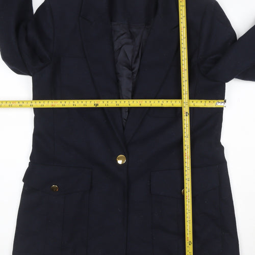 ME+EM Women’s Navy Size 10 Tailored Single-Breasted Blazer Gold Buttons