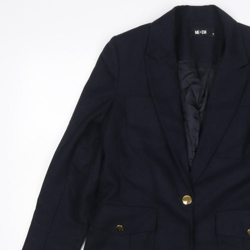ME+EM Women’s Navy Size 10 Tailored Single-Breasted Blazer Gold Buttons