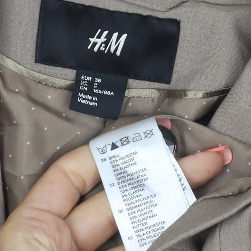 H&M Women’s Beige UK 10 Tailored Single-Breasted Blazer Jacket