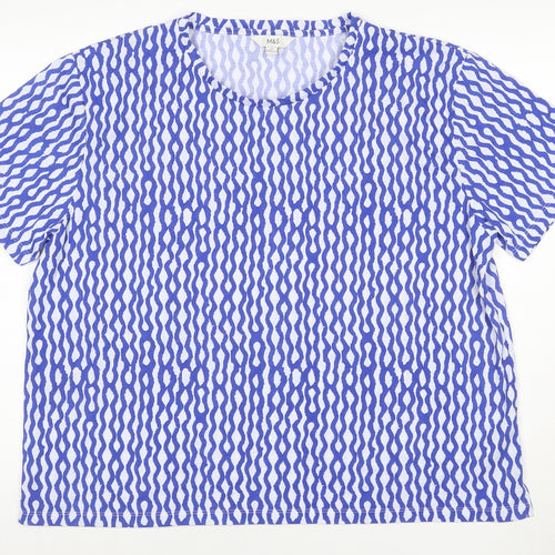 Marks and Spencer Women Blue Geometric Relaxed Jersey T-Shirt UK 18