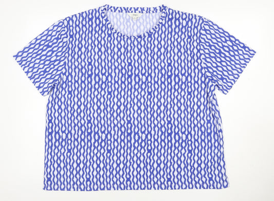 Marks and Spencer Women Blue Geometric Relaxed Jersey T-Shirt UK 18