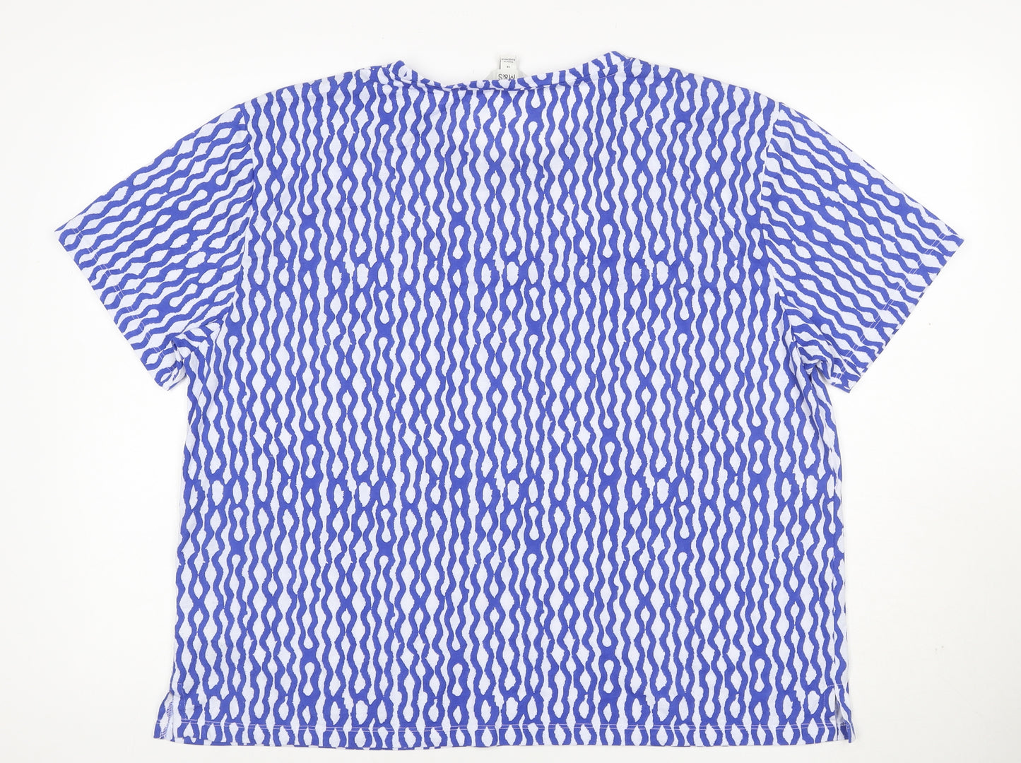 Marks and Spencer Women Blue Geometric Relaxed Jersey T-Shirt UK 18