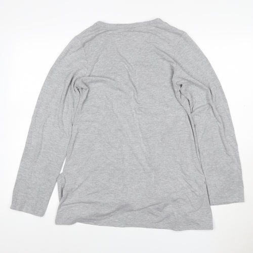 Quiz Women Grey Open Cardigan UK 14 Long Sleeve V-Neck Stretch Jersey