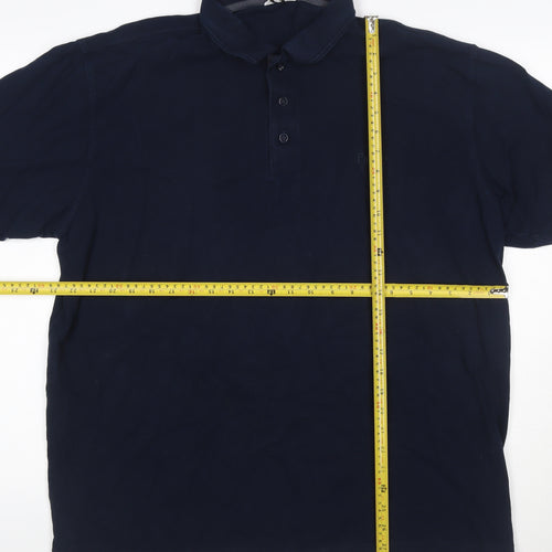 Cotton Traders Men’s Navy Blue 2XL Cotton Logo Short Sleeve Polo Shirt
