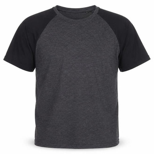 Cedherring Men's Grey Black Large Slim Fit Raglan Crew Neck T-Shirt