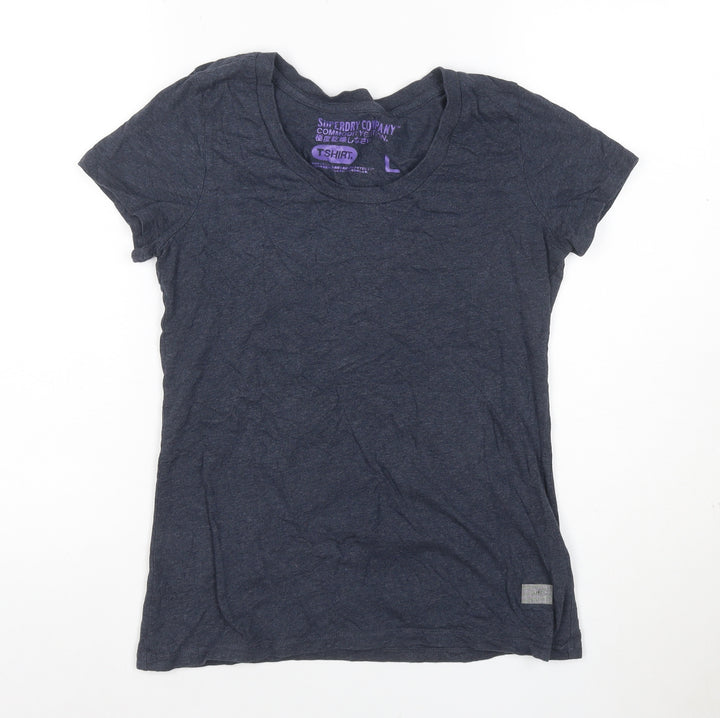 Superdry Women’s Blue L Basic Cotton Crew Neck Short Sleeve T-Shirt