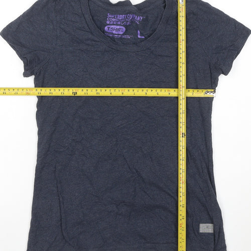 Superdry Women’s Blue L Basic Cotton Crew Neck Short Sleeve T-Shirt