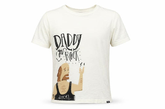 Yubiso Men’s Ivory M Daddy You Rock Graphic Print Crew Neck T-Shirt
