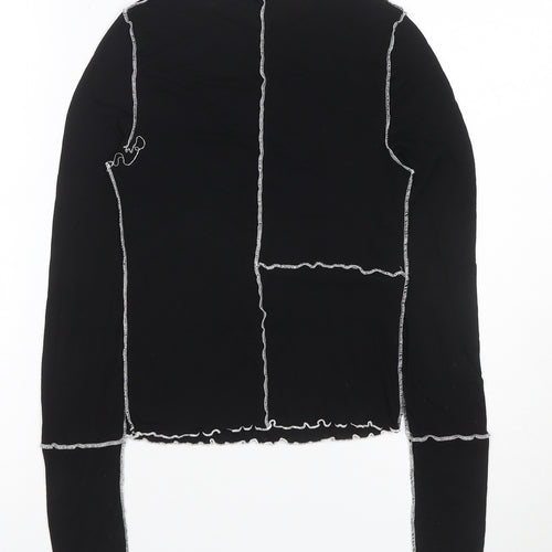 Urban Outfitters Women Black M Cropped Contrast Seam Long Sleeve T-Shirt