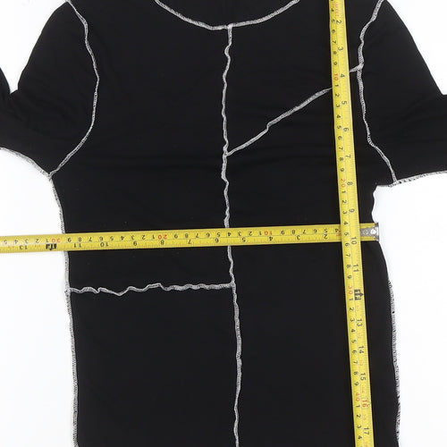Urban Outfitters Women Black M Cropped Contrast Seam Long Sleeve T-Shirt