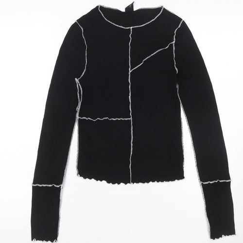 Urban Outfitters Women Black M Cropped Contrast Seam Long Sleeve T-Shirt