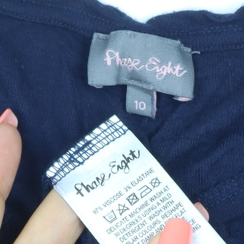 Phase Eight Women’s Blue Size 10 Basic Stretch Jersey T-Shirt