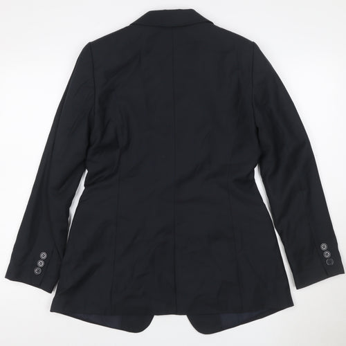 Marks & Spencer Women Black Size 12 Tailored Single-Breasted Blazer