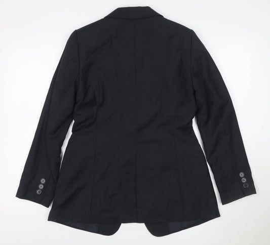 Marks & Spencer Women Black Size 12 Tailored Single-Breasted Blazer