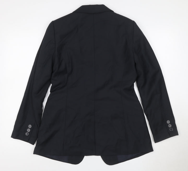 Marks & Spencer Women Black Size 12 Tailored Single-Breasted Blazer