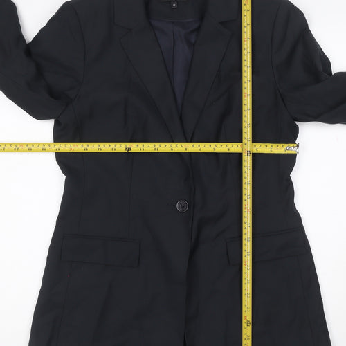 Marks & Spencer Women Black Size 12 Tailored Single-Breasted Blazer